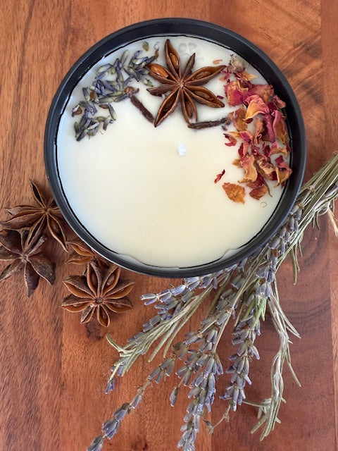 Reiki Charged Intention Candle- Lavender Rose Petals