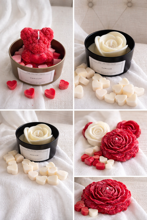 Elegant Rose Bear Candle