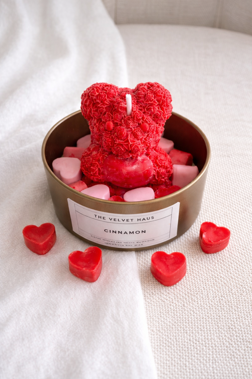 Elegant Rose Bear Candle